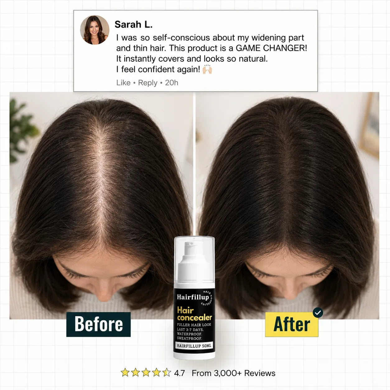 Hairfillup Hair Concealer 50ML - Waterproof 3–7 days. (Women)