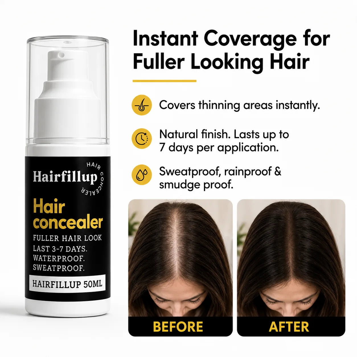 Hairfillup Hair Concealer 50ML - Waterproof 3–7 days. (Women)